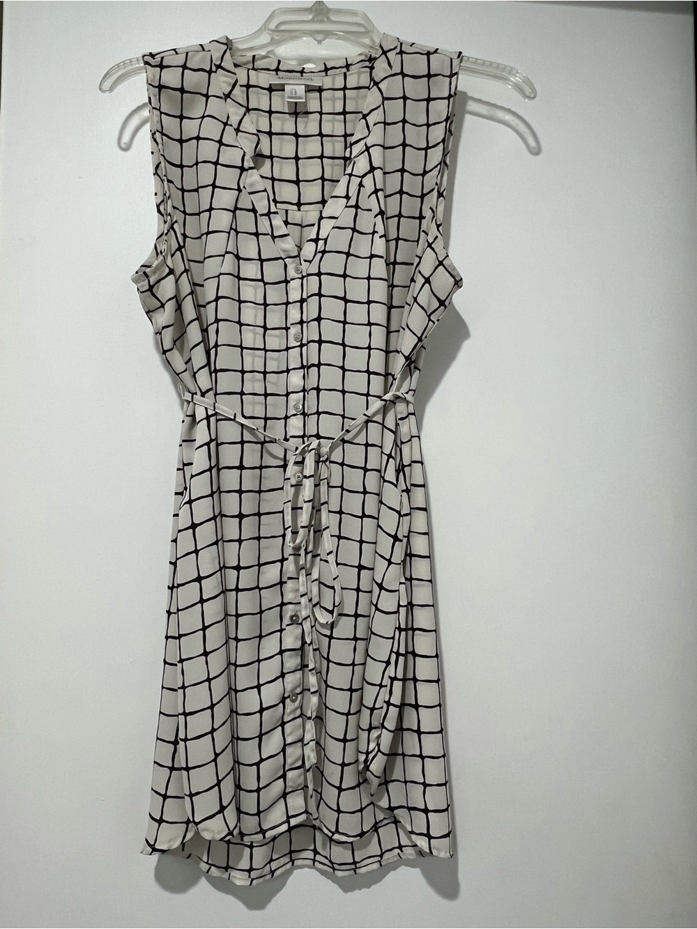 Motherhood Maternity Black & White Grid Print Sleeveless Tunic Top Size Large